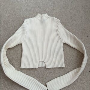 Edikted White Cowl Neck Sweater with Exaggerated Sleeves
